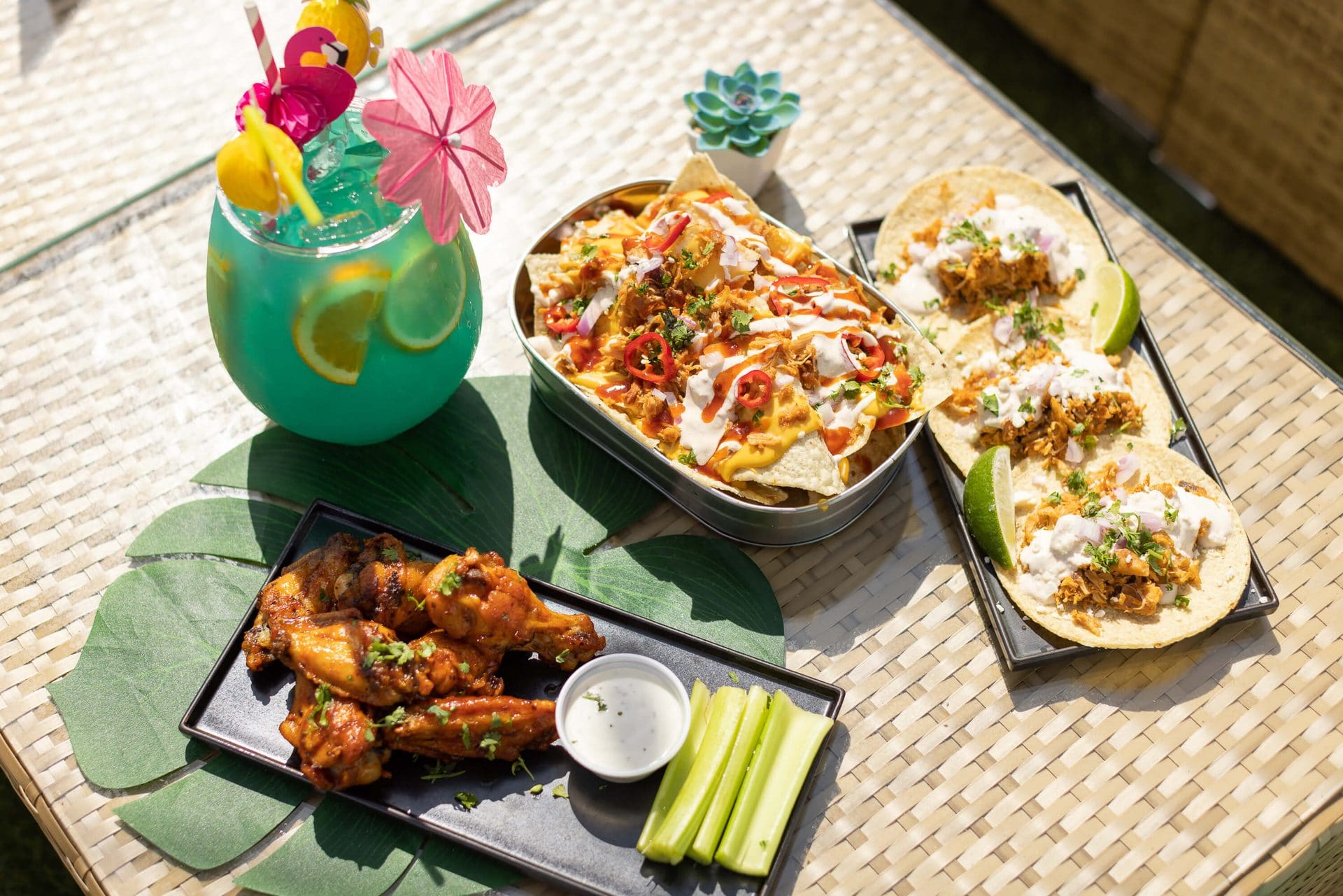 Bottomless brunch spread and cocktails